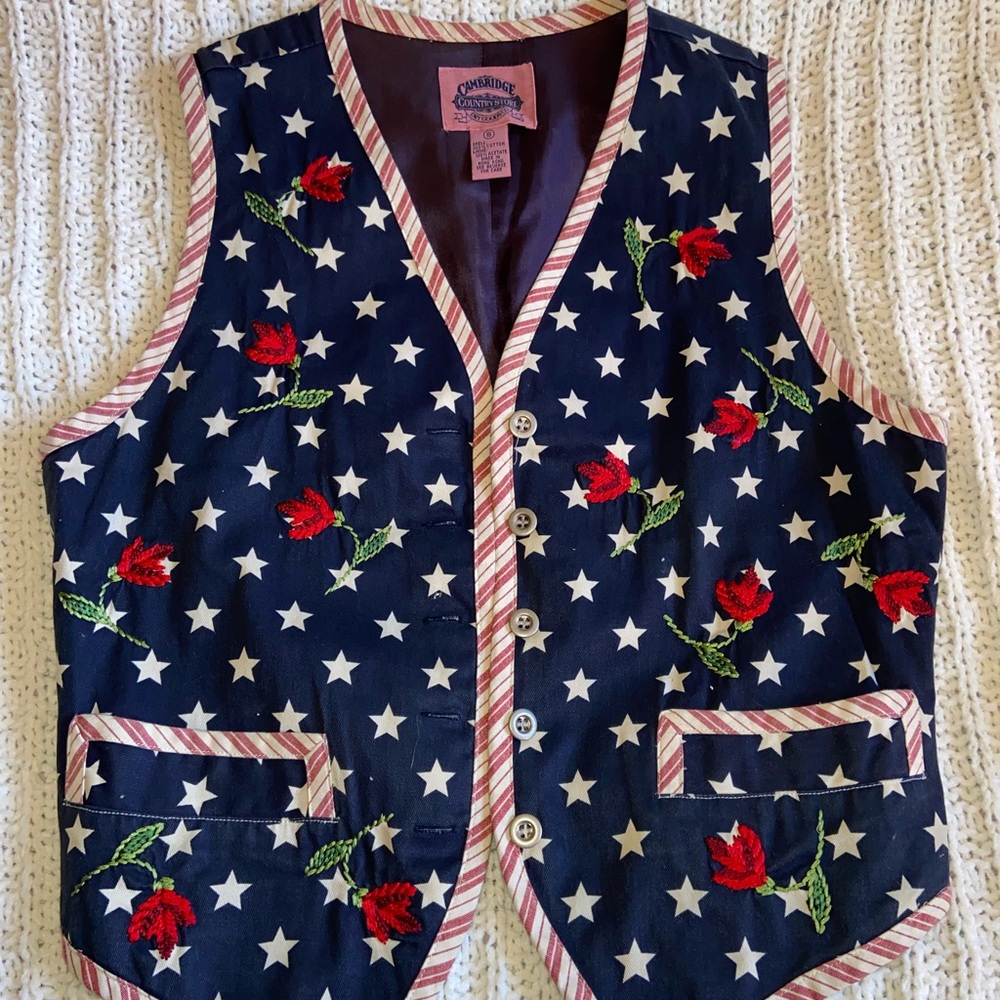 Cambridge Country Store Embroidered Rose Vest